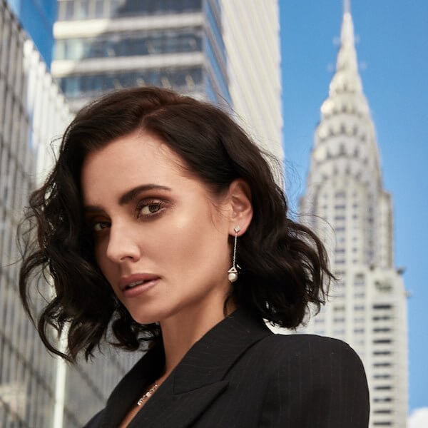 18Kt. White Gold PAGODA Pearl Diamond Earrings - Chris Correia